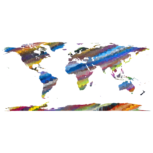 Low Poly Prismatic Streaked World Map