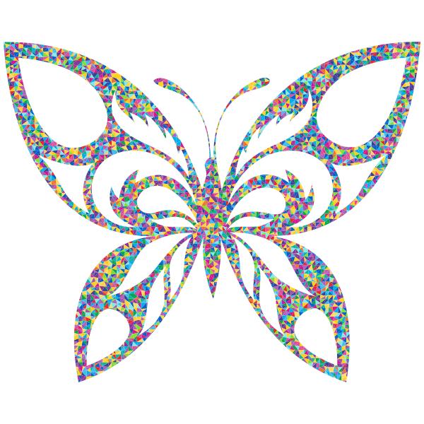 Low Poly Prismatic Tribal Butterfly Silhouette