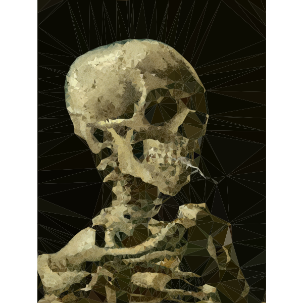 Low Poly Skeleton With Burning Cigarette Vincent Van Gogh