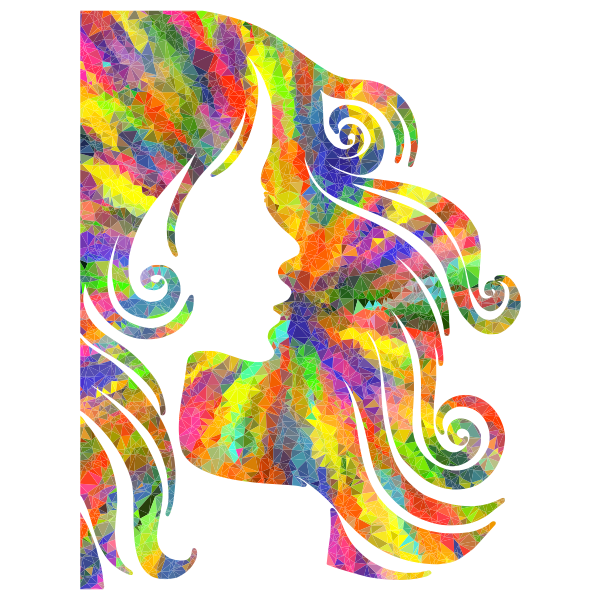 Low Poly Splash Of Color Female Hair Profile Silhouette