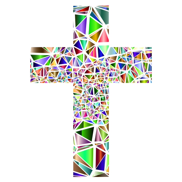Low Poly Stained Glass Cross 5 No Background