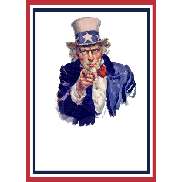 Low Poly Uncle Sam World War 2 Poster