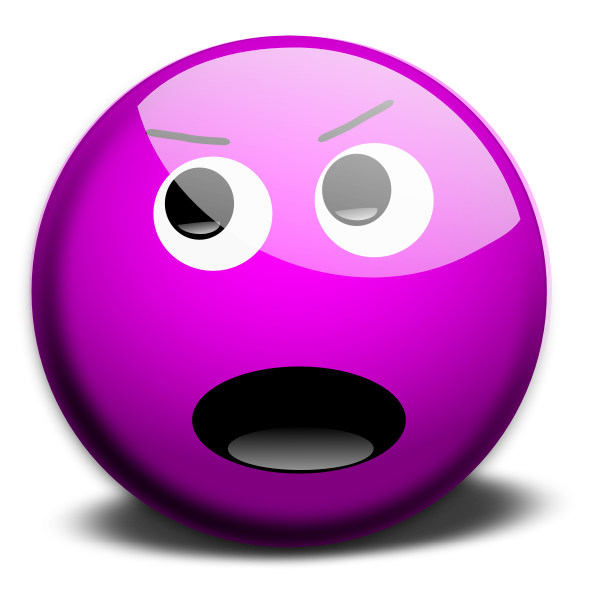 Vector drawing of purple angry smiley | Free SVG