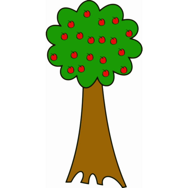 Cartoon image of tree with apples