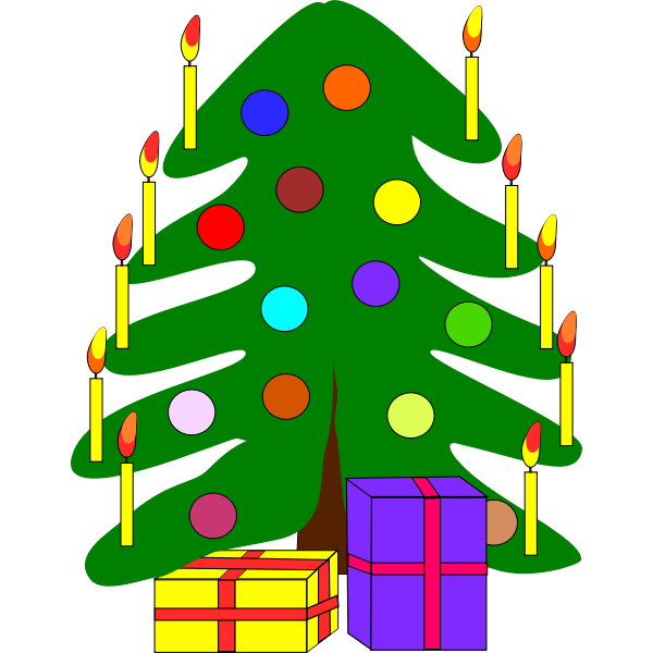 Simple decorated Christmas tree vector