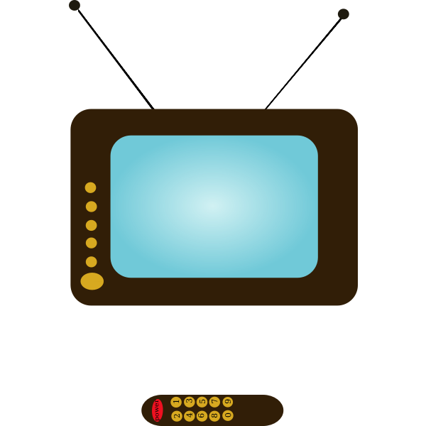 Vector illustration of a TV set and a TV remote control