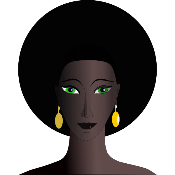 Vector drawing of black woman with green eyes