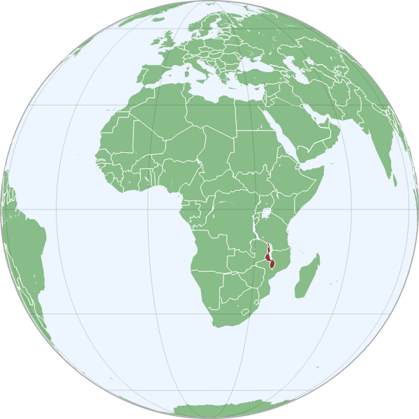Map of Malawi in Africa