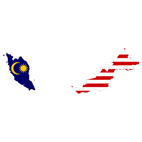 Malaysia Map Flag With Stroke