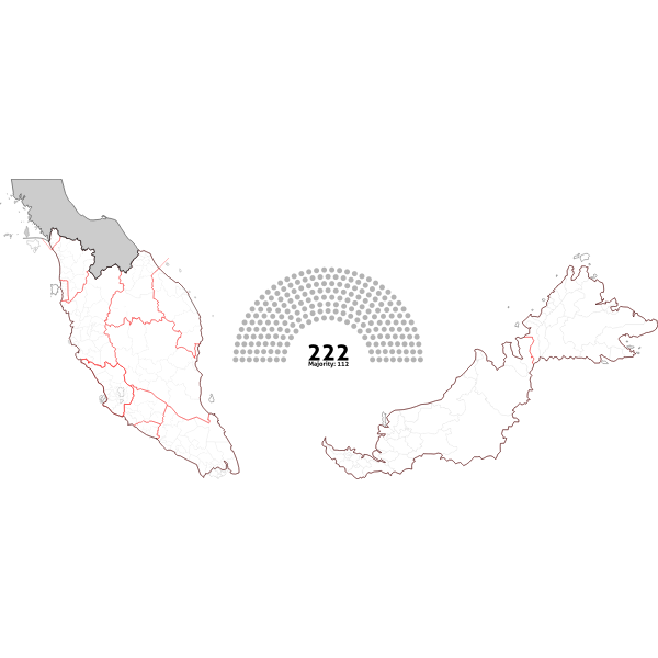 Malaysia parliament blank map 2018