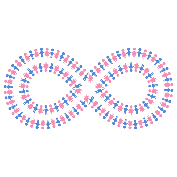 Male And Female Symbols Holding Hands Infinity