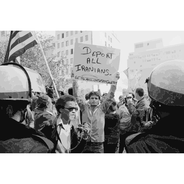 Man holding sign during Iranian hostage crisis protest 1979 2016053116
