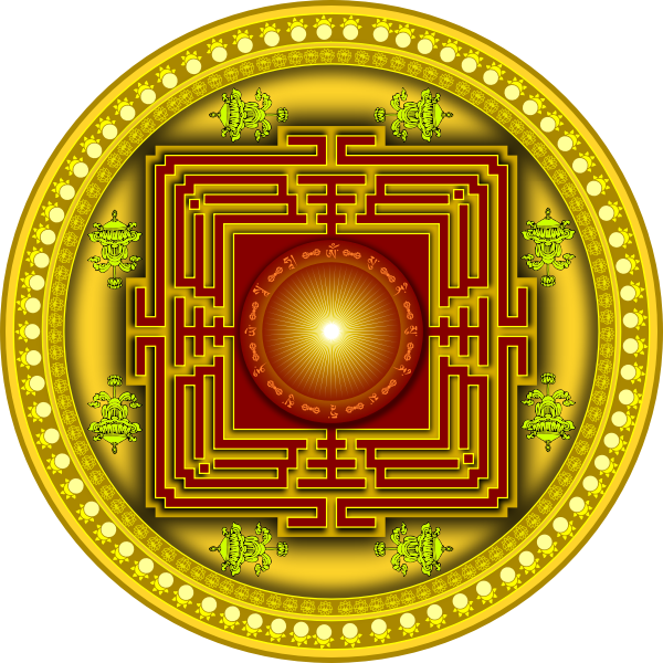 Image of yellow, red and orange mandala design