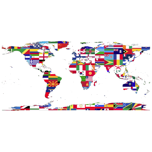 Map of the world with flags