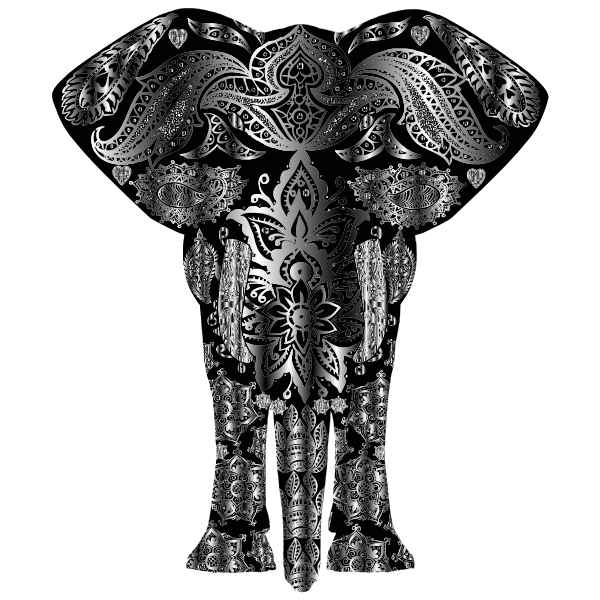 Metallic Floral Pattern Elephant