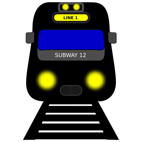 Subway with lights turned on