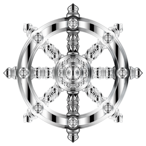 Mirrored Chrome Ornate Dharma Wheel 2