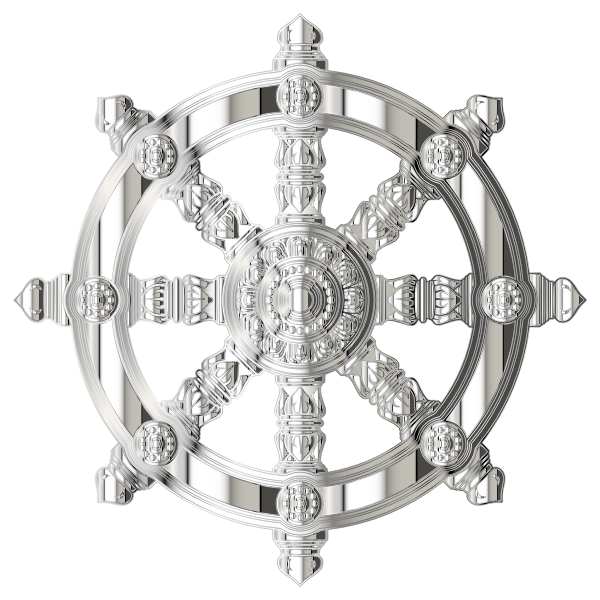 Mirrored Chrome Ornate Dharma Wheel