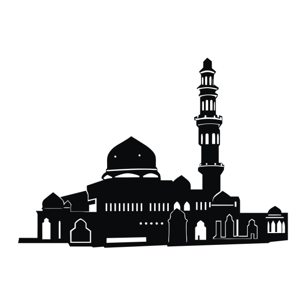Wide mosque black and white silhouette vector image