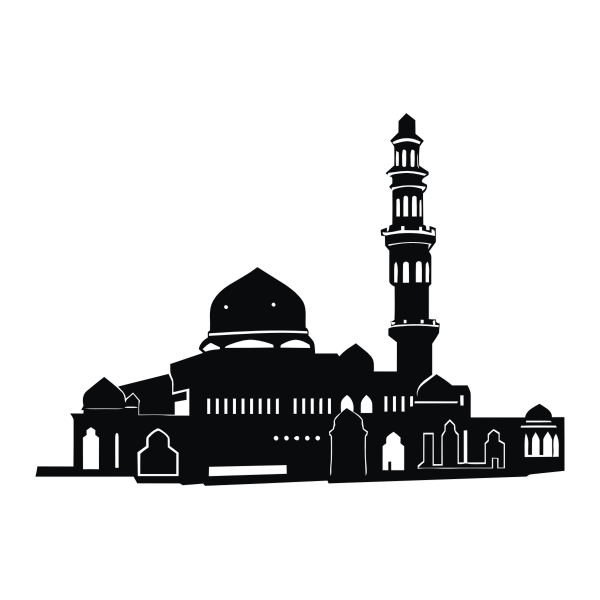 Wide Mosque Black And White Silhouette Vector Image Free Svg