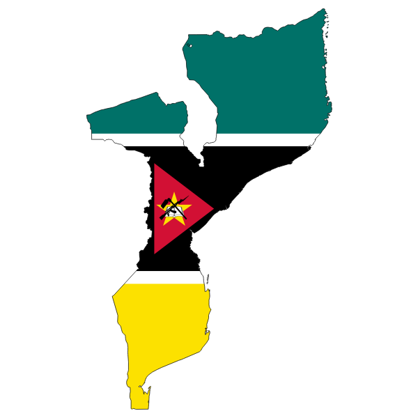 Mozambique Flag Map With Stroke