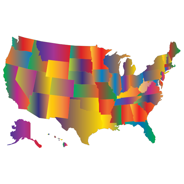 MultiColored Blended United States Map