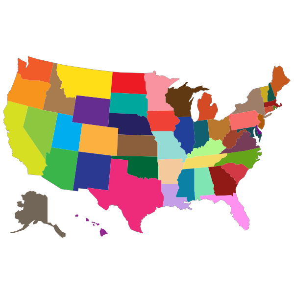 Multi-Colored United States Map