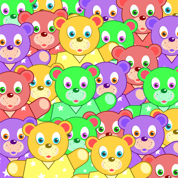 Multicolored Teddy Bears Background