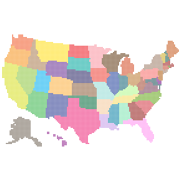 Multicolored United States Map Dots