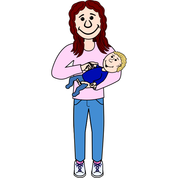 Download Mother with baby on her arm vector illustration | Free SVG