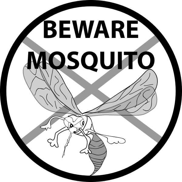 Vector image of label with mosquito warning