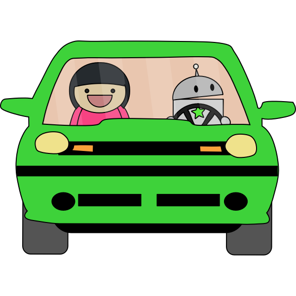 Green car cartoon style