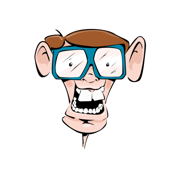 Download Vector clip art of comic geek face with glasses | Free SVG
