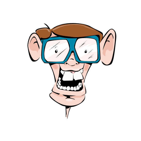 Vector clip art of comic geek face with glasses