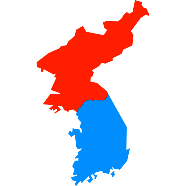 North and South Korea Simplified Map without Jeju