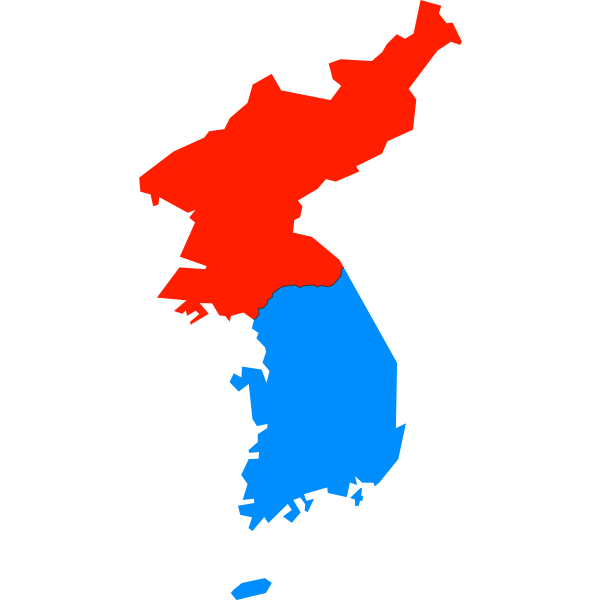 North and South Korea Simplified Map