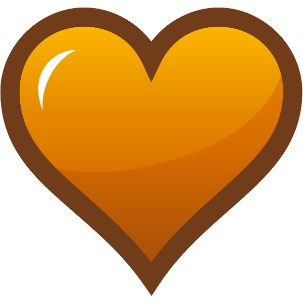 Orange heart with thick brown border vector clip art