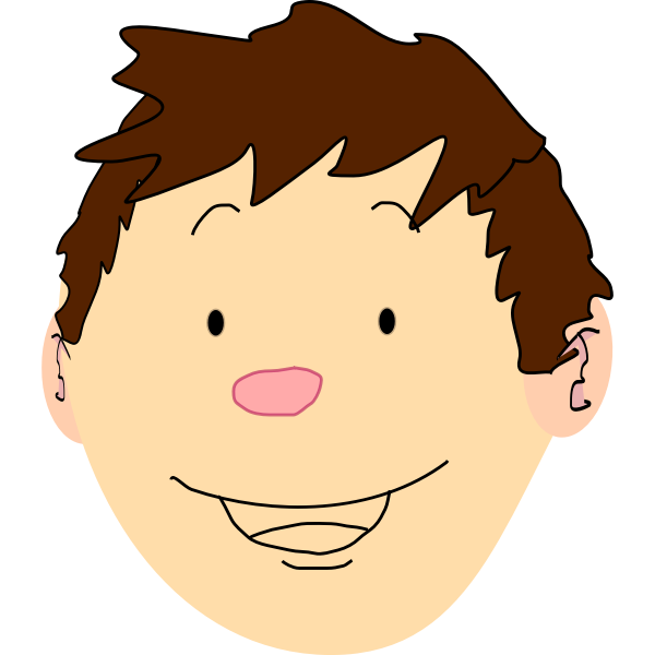 Vector graphics of happy boy with brown hair