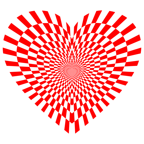 Optical Illusion Checkerboard Heart Red