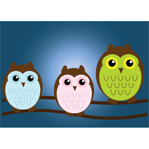 Download Color Illustration Of Baby Owls On A Tree Branch Free Svg