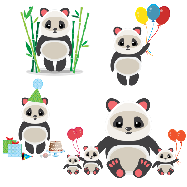 A Group Of Cute Pandas Free Svg