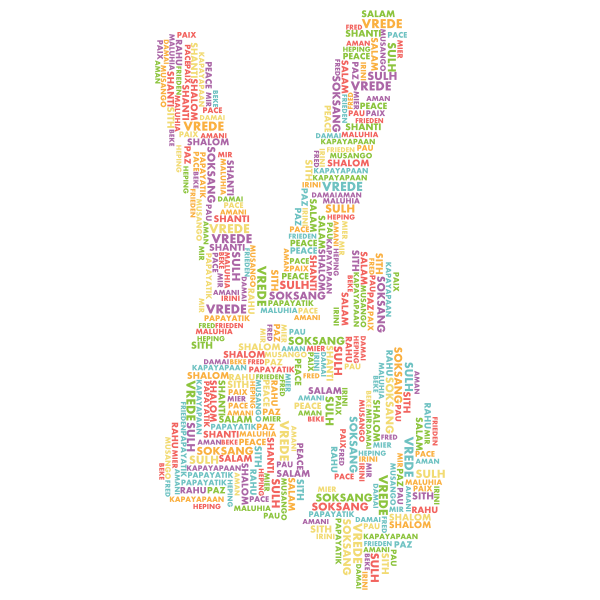 Peace Hand Sign Smoothed Word Cloud No Background