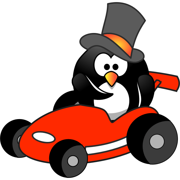 Penguin Top Hat in Red Kart Wants You
