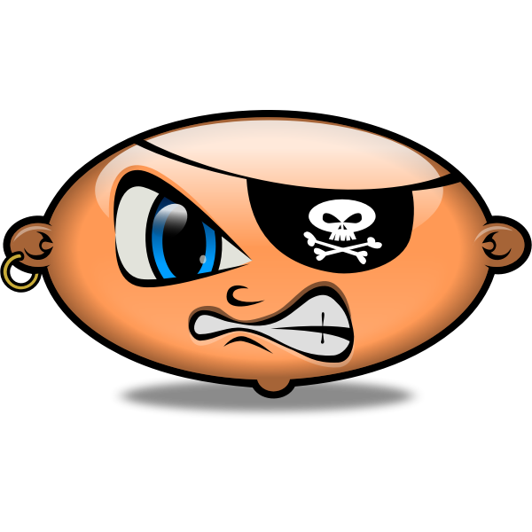 Vector drawing of Glass-style emoticon of an angry pirate character