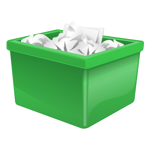 Green plastic box filled with paper vector clip  art