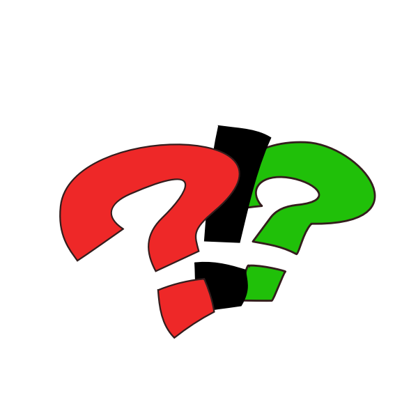 Vector graphics of red and green question and exclamation marks