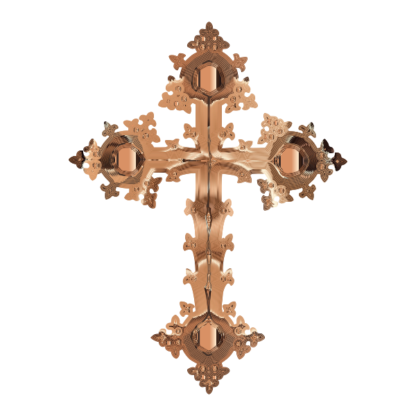 Polished Copper Ornate Cross No Background