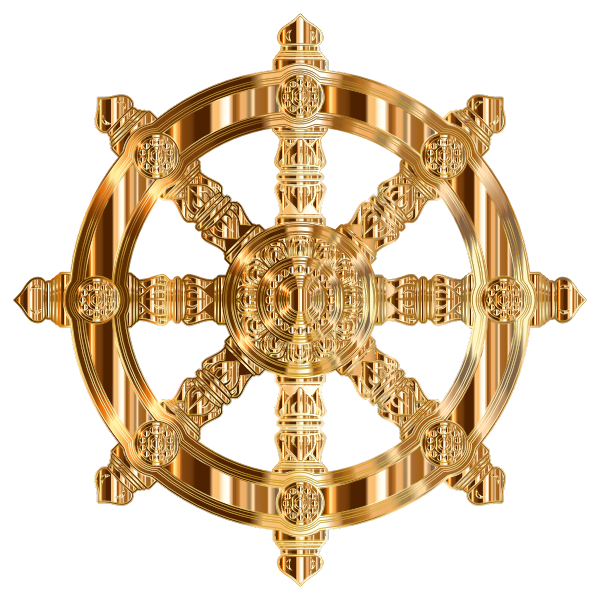Polished Copper Ornate Dharma Wheel