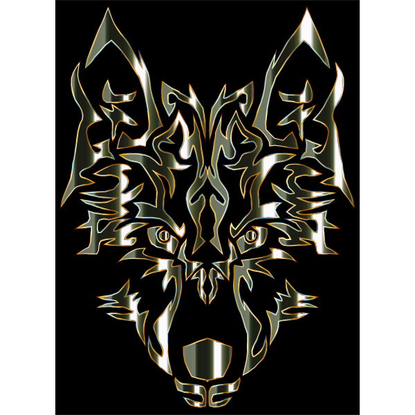 Polished Obsidian Symmetric Tribal Wolf