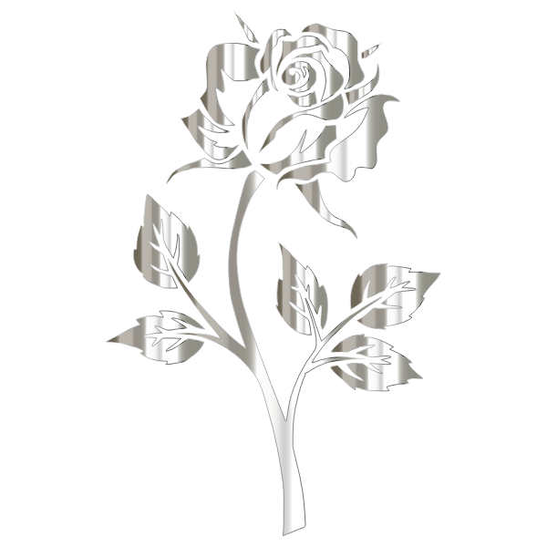 Polished Silver Rose Silhouette No Background